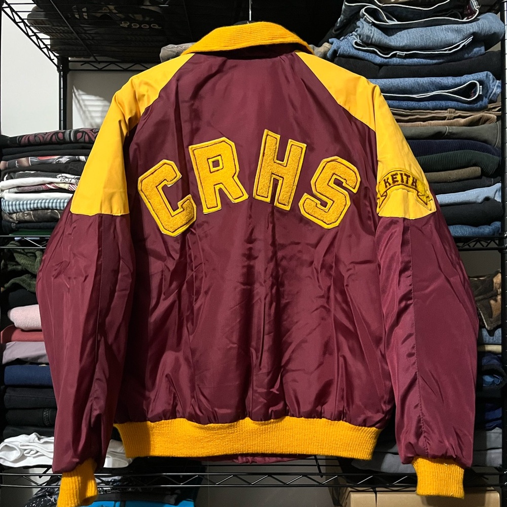 90s Vintage CRHS burgundy and Yellow Varsity Jacket